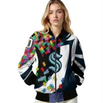 personalized seattle kraken stars and stripes slashes blue bomber jacket best selling
