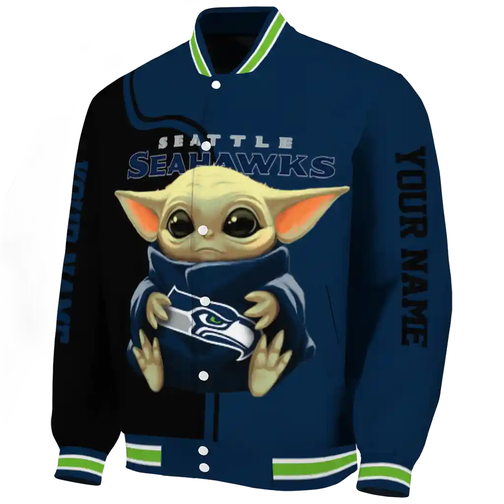 personalized seattle seahawks adorable yoda blue black varsity jacket best selling personalized seattle seahawks adorable yoda blue black varsity jacket best selling