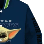 personalized seattle seahawks adorable yoda blue black varsity jacket best selling