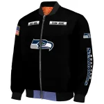 personalized seattle seahawks american flag skull black bomber jacket best selling