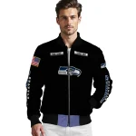 personalized seattle seahawks american flag skull black bomber jacket best selling