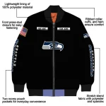 personalized seattle seahawks american flag skull black bomber jacket best selling