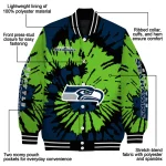 personalized seattle seahawks burst splatter blue varsity jacket best selling