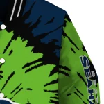personalized seattle seahawks burst splatter blue varsity jacket best selling