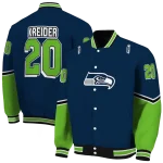 personalized seattle seahawks chevron style blue varsity jacket best selling