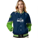 personalized seattle seahawks chevron style blue varsity jacket best selling