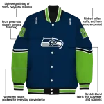 personalized seattle seahawks chevron style blue varsity jacket best selling