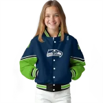 personalized seattle seahawks chevron style blue varsity jacket best selling