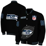 personalized seattle seahawks claw scratch black varsity jacket best selling