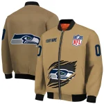 personalized seattle seahawks claw tear beige bomber jacket best selling