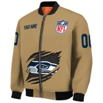 personalized seattle seahawks claw tear beige bomber jacket best selling