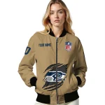 personalized seattle seahawks claw tear beige bomber jacket best selling