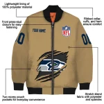personalized seattle seahawks claw tear beige bomber jacket best selling