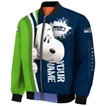 personalized seattle seahawks snoopy head blue bomber jacket best selling