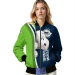 personalized seattle seahawks snoopy head blue bomber jacket best selling