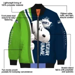 personalized seattle seahawks snoopy head blue bomber jacket best selling