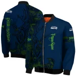 personalized seattle seahawks tribal deer art blue bomber jacket best selling