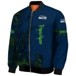 personalized seattle seahawks tribal deer art blue bomber jacket best selling