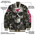 personalized smu mustangs camouflage skull camouflage varsity jacket best selling