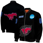 personalized smu mustangs claw shred black bomber jacket best selling