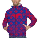 personalized smu mustangs geometric blossom blue windbreaker jacket best selling