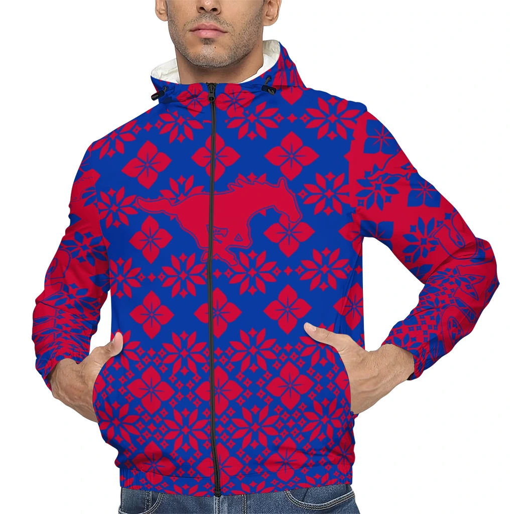 personalized smu mustangs geometric blossom blue windbreaker jacket top rated personalized smu mustangs geometric blossom blue windbreaker jacket top rated