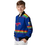 personalized smu mustangs rainbow jersey number blue bomber jacket best selling