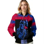 personalized smu mustangs reaper hands blue black bomber jacket best selling