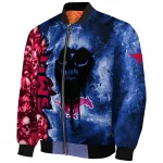 personalized smu mustangs skull cluster blue bomber jacket best selling