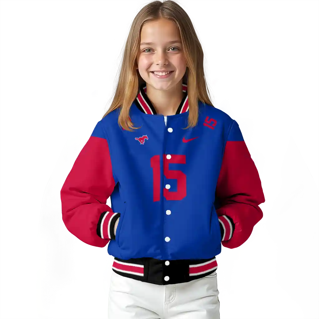personalized smu mustangs team patch blue varsity jacket top rated personalized smu mustangs team patch blue varsity jacket top rated