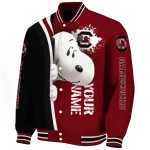 personalized south carolina gamecocks snoopy head garnet varsity jacket best selling