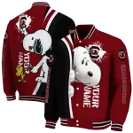 personalized south carolina gamecocks snoopy head garnet varsity jacket best selling