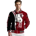 personalized south carolina gamecocks snoopy head garnet varsity jacket best selling