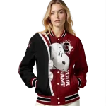personalized south carolina gamecocks snoopy head garnet varsity jacket best selling