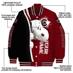 personalized south carolina gamecocks snoopy head garnet varsity jacket best selling