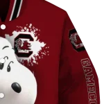 personalized south carolina gamecocks snoopy head garnet varsity jacket best selling