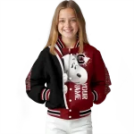 personalized south carolina gamecocks snoopy head garnet varsity jacket best selling
