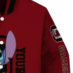 personalized south carolina gamecocks stitch laughing garnet varsity jacket best selling