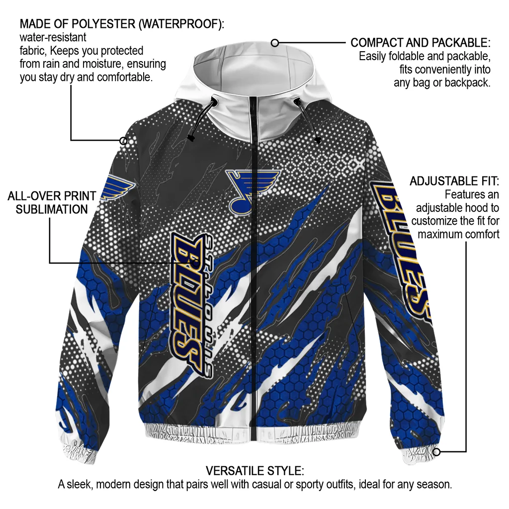 personalized st louis blues claw mesh blue gray windbreaker jacket new arrival personalized st louis blues claw mesh blue gray windbreaker jacket new arrival