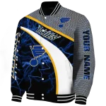 personalized st louis blues electric flash blue varsity jacket best selling