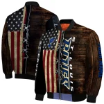 personalized st louis blues flag wood brown bomber jacket best selling