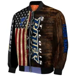 personalized st louis blues flag wood brown bomber jacket best selling