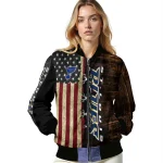 personalized st louis blues flag wood brown bomber jacket best selling