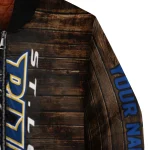 personalized st louis blues flag wood brown bomber jacket best selling