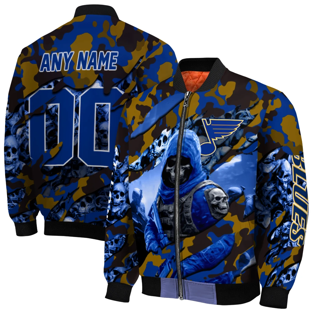 personalized st louis blues skull horde blue bomber jacket best selling personalized st louis blues skull horde blue bomber jacket best selling