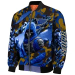 personalized st louis blues skull horde blue bomber jacket best selling