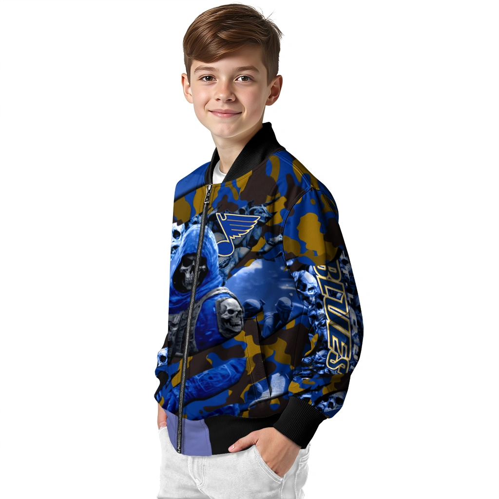 personalized st louis blues skull horde blue bomber jacket trendy personalized st louis blues skull horde blue bomber jacket trendy