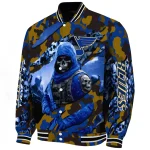 personalized st louis blues skull horde blue varsity jacket best selling