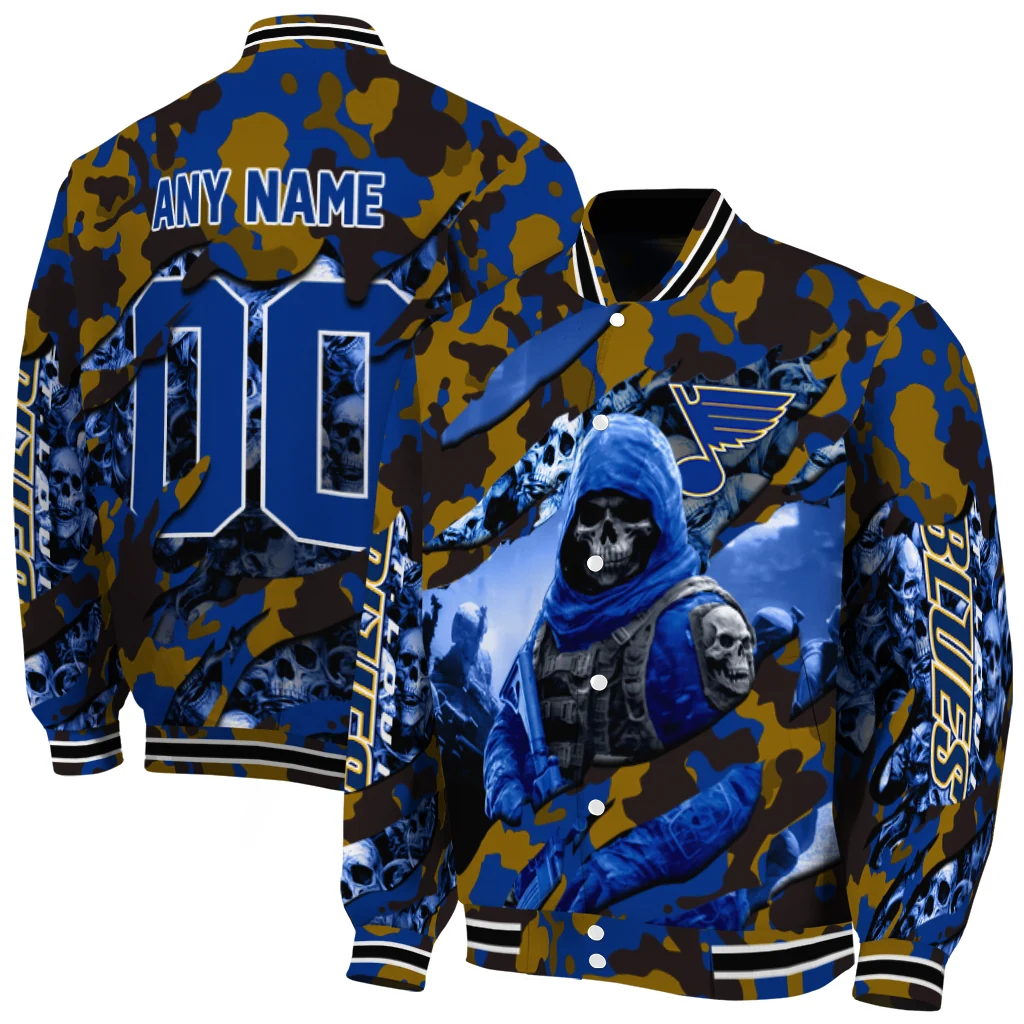 personalized st louis blues skull horde blue varsity jacket fashion forward personalized st louis blues skull horde blue varsity jacket fashion forward