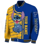personalized st louis blues stitch laughing blue varsity jacket best selling